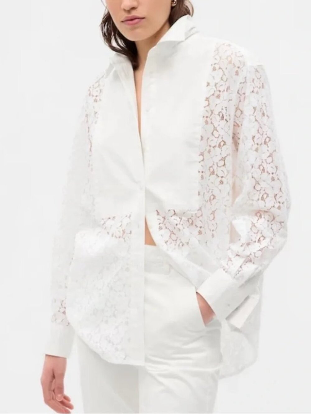 GAP lace bib Big Shirt, NWT, size petite extra small